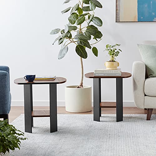 Furinno Simple Design 2-Pack End Side Table, Columbia Walnut/Black