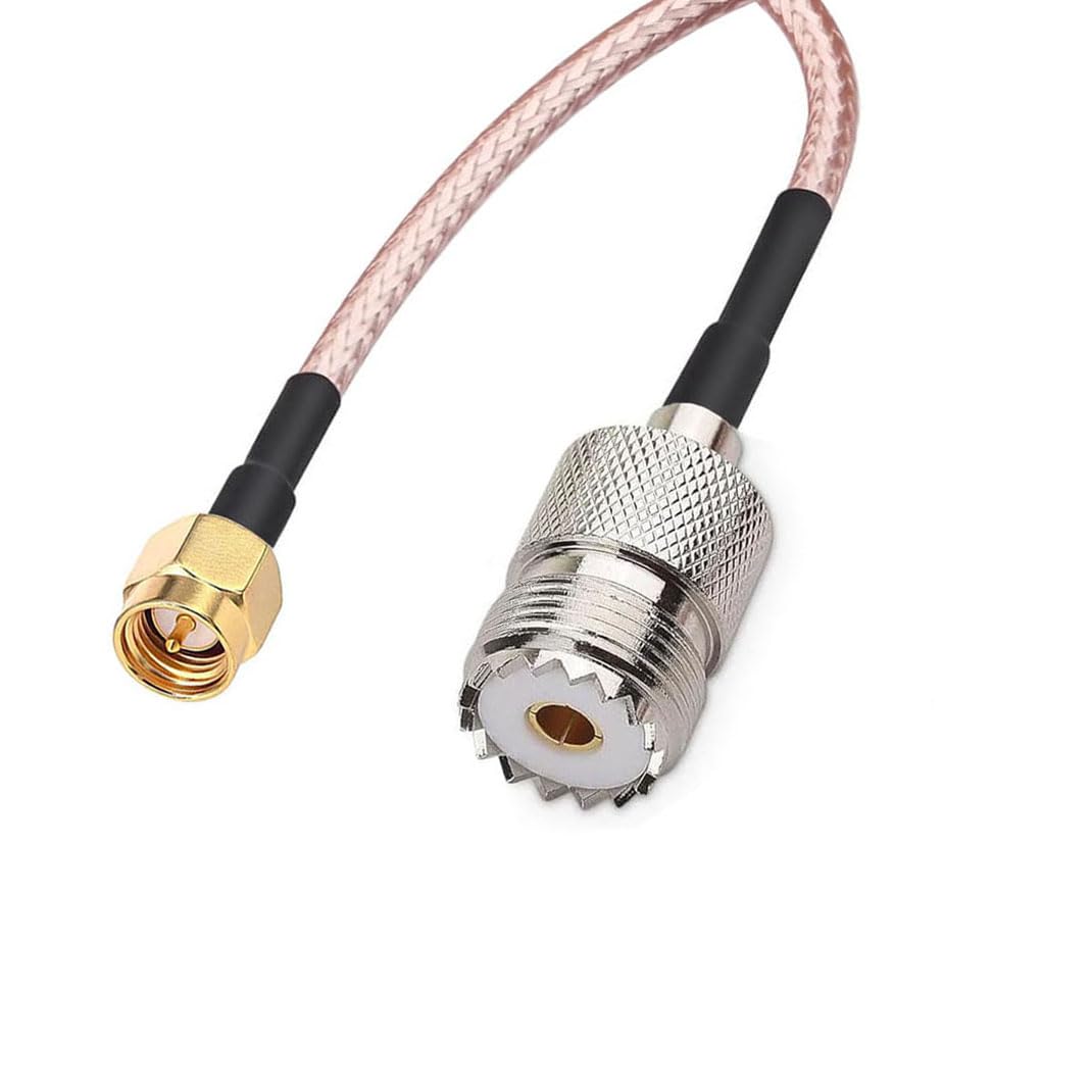 DHT Electronics Handheld Antenna Cable SMA male to UHF SO-239 Female Connectors 6'' Pack of 2