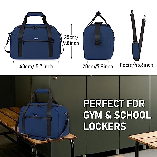 ECOHUB Small Gym Bag 15 inch Mini Travel Duffel Bag with Wet Pocket & Shoes Bag Underseat Carry On Lightweight Waterproof Personal Item Bag Blue (Patent Pending)