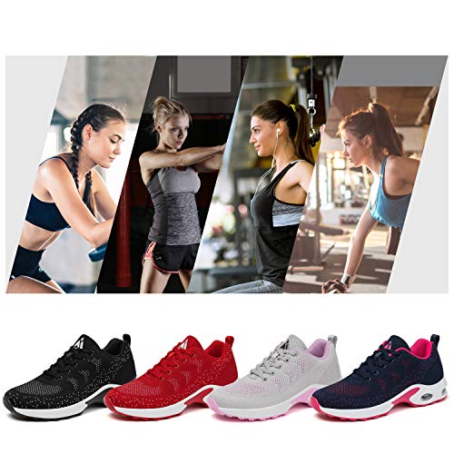 Mishansha Women's Casual Road Running Shoes Comfortable Arch Support Air Cushion Gym Shoes Training Walking Sneakers Athletic Grey 6