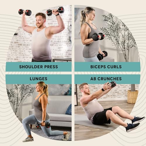 Lifepro Adjustable Dumbbells - 15Lb 25Lb 43Lb 55Lb 90Lb 6in1 Adjustable Weight, Compact Quick Dumbbells set/single for Full Body Exercise & Fitness Home Gym