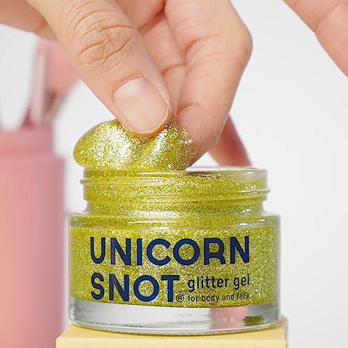 Unicorn Snot Face & Body Glitter Gel - Cosmetic-Grade Holographic Glitter - Festival, Anime Cosplay, Halloween Costume Makeup - Safe for Face, Easy Application & Removal - Gold Glitter, 1.7oz (Bling)