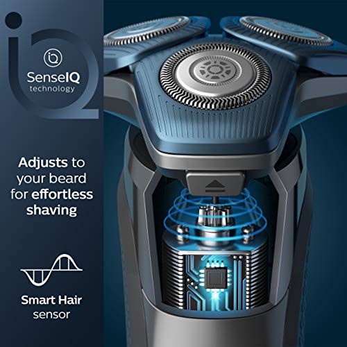 Philips Norelco Shaver 7700, Rechargeable Wet & Dry Electric Shaver with SenseIQ Technology, Quick Clean Pod, Charging Stand and Pop-up Trimmer, S7782/85 for Unisex Adult