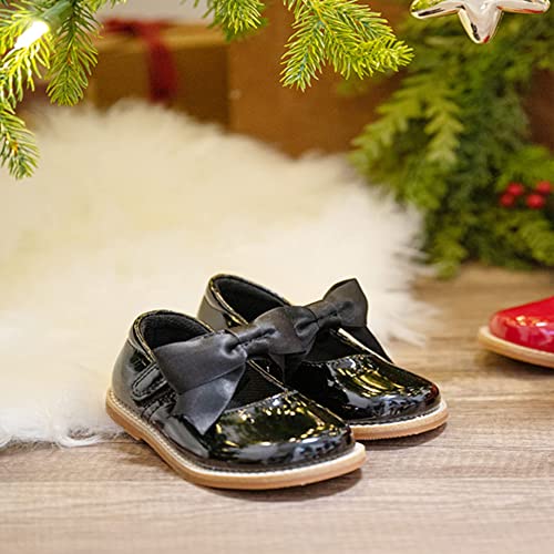 Kiderence Toddler Little Girls Mary Jane Dress Shoes School Oxford for Girls Black Flats Size 4M