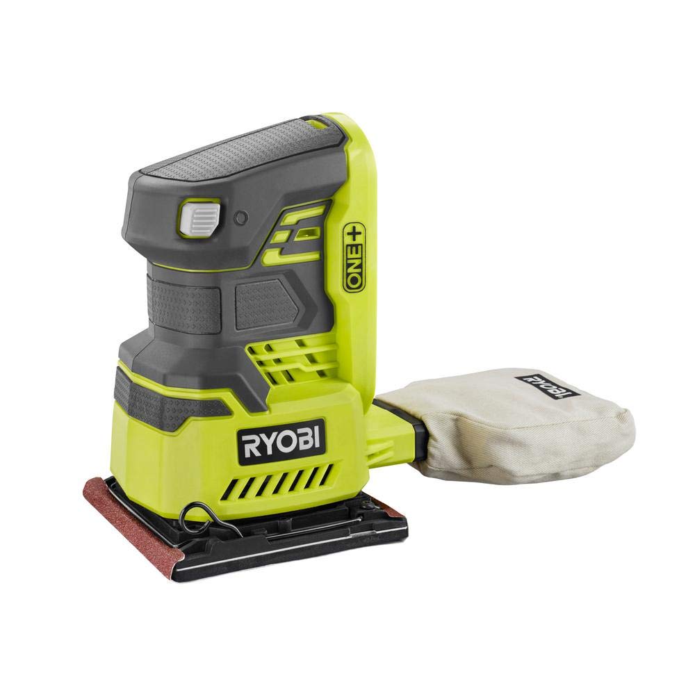 Ryobi P440 One+ 18V Lithium Ion 12,000 RPM 1/4 Sheet Palm Sander w/ Onboard Dust Bag and Included Sanding Pads (Battery Not Included, Power Tool Only)
