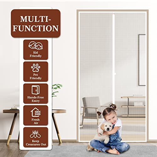 Yotache White Door Net Screen with Magnet Fits Door Size 48 x 83, Screen Size 50" x 84" Patio French Door Net Heavy Duty Mesh Pets and Kids Friendly