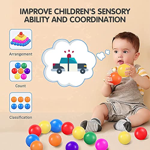 GUESVOT Ball Pit Balls Plastic Balls for Ball Pit BPA Free Plastic Balls Crush and Smash Proof Ball 100pcs 2.2" Set for Toddlers for Play Tent Tunnel (7Colors)