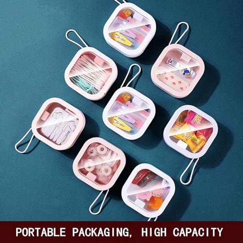 REVAXUP 2pcs Hair Tie Organizer Boxes,Small Portable Holder Can Be Stackable Or Hung On The Wall,Best for Ties Storage or Small Items on Desktop, Pink&White