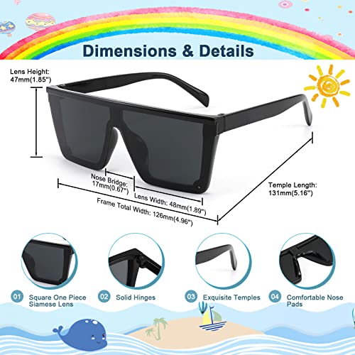 FEISEDY Kids Sunglasses, Flat Top Shield Square Sunglasses with Rimless Fashion Shades for Age 1-7, B4061