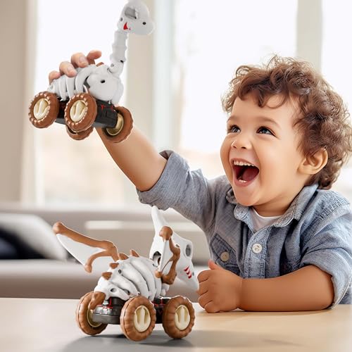 iPlay, iLearn Dinosaur Monster Truck Toy for Toddlers 1-3 2-4, Kids Cool Skeleton Pull Back Dino Car, Large Fossil Brachio Halloween Play Vehicle, Unique Birthday Gift 2 3 4 5 Year Old Boy Girl