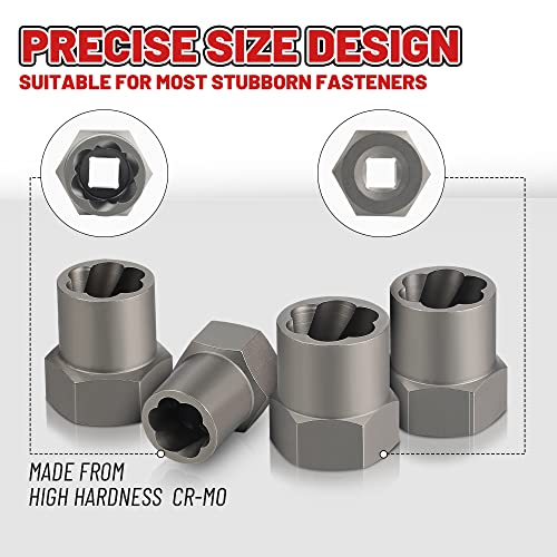UYECOVE 15-Pcs Bolt Extractor Set, 3/8'' Drive Easy Out Bolt Extractor Set, Stripped Bolt Remover Nut Extractor Set for Damaged, Frozen, Rusted Sockets, Rounded-Off Bolts, Nuts & Screws