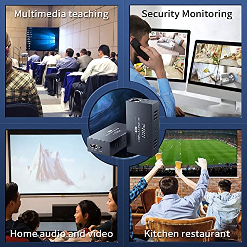 PWAY HDMI Extender Over Cat5e/6, Extend 4K @ 30Hz Audio Video Up to 100m (328ft), Support EDID - POC Function