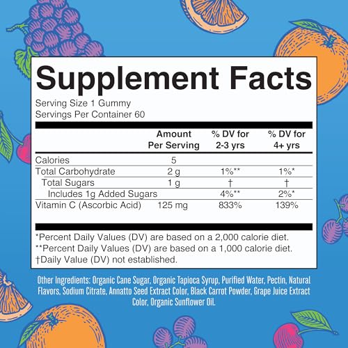MaryRuth Organics Vegan Vitamin C Gummies | 2 Month Supply | Immune Support Supplement | Adults & Kids Vitamin C | Chewable Vitamin C Gummy Vitamins | Non GMO | Pectin Based | 60 Count