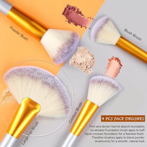 VANDER Makeup Brushes, 24pcs Premium Synthetic Makeup Brush Set for Foundation, Professional Eyeshadow, Eyeliner, Concealer Make up Brush Kit (Without Makeup Bag) Champagne