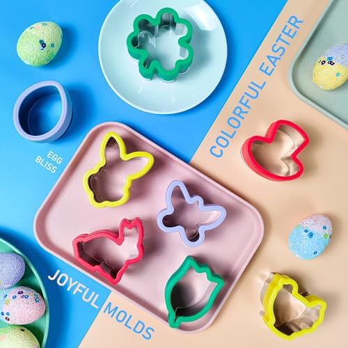 Sliafwh 8 Pcs Cookie Cutters, Biscuit and Uncrustable Maker - Bunny, Chick, Butterfly and More Animal Cracker Shapes