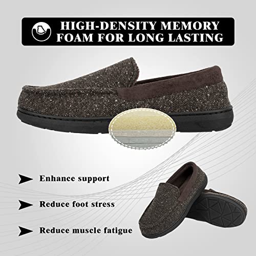 EUXTERPA Men's Moccasins Slippers Indoor Outdoor Classic Comfy Warm Soft Memory Foam Slippers Moccasin Shoes for Husband,Dad,Brother Anti-Slip Outsole Brown