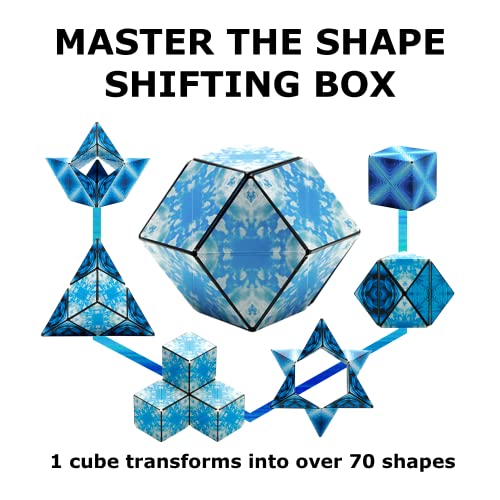 SHASHIBO Shape Shifting Box - Award-Winning, Patented Fidget Cube w/ 36 Rare Earth Magnets - Transforms Into Over 70 Shapes, Download Fun in Motion Toys Mobile App (Artist Series - Mystic Ocean)