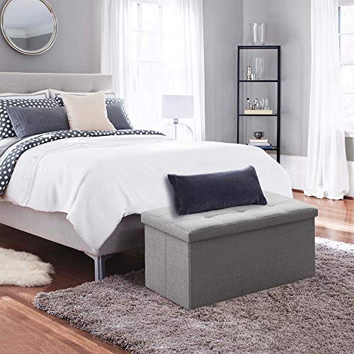 Camabel Folding Storage Ottoman Bench Cube Holds Up to 660lbs 30 inch Storage Bench with Memory Foam Seat Ottoman with Storage Footrest Padded Upholstered Tufted for Room BG364