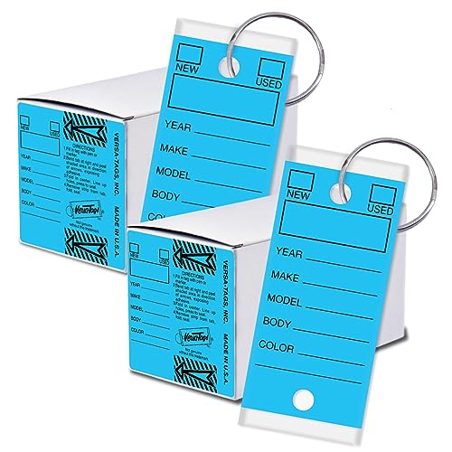 Blue 2 Pack - Genuine Versa-Tag Key Tags (2 Boxes of 250 Tags per Box with Metal Rings - 500 Total)
