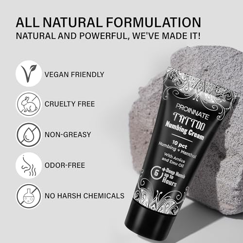 Numbing Cream Painless Tattoo: 10% Max Strength Deep Painless Tattoo Numbing Cream for Piercing, Tattoos, Waxing, Highest Purity Numb Ingredient with Menthol, Emu Oil and Arnica 4 Pcs(4x10g)