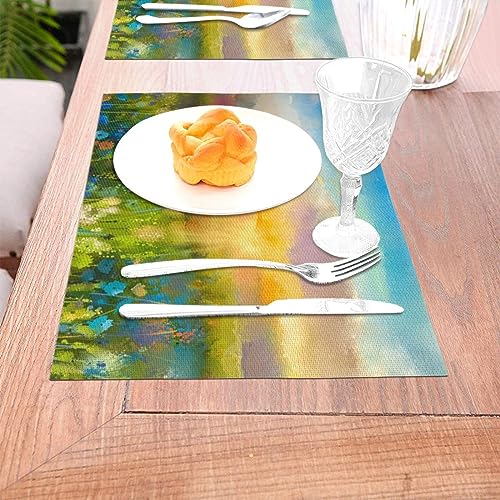 Turtle Table Placemats for Dining Table Ocean Style Set of 4 Washable 12x18 Inch PVC Placemats Kitchen Decor Non Slip Heat-Resistant Washable Table Mats Durable Placemats