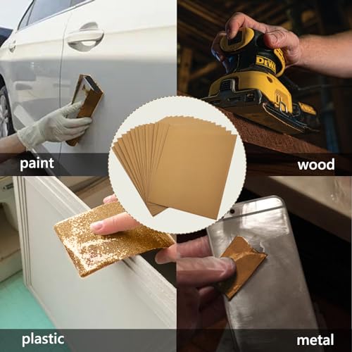 LYFJXX 24PCS Sand Paper Variety Pack, 9 x 11 Inch 80,150,220, 320, 400, 600 Grit Sandpaper Assortment, Sandpaper for Metal, Wet Dry Sandpaper