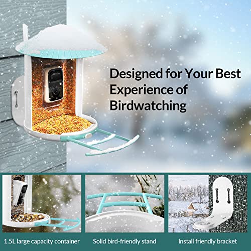 NETVUE by Birdfy Smart Feeder with Camera Solar Power, Smart Birdwatching Camera, Auto Capture Videos & Notify, Ideal Gift for Family