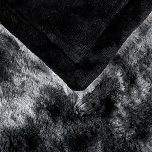 COOVA Faux Rabbit Fur & Flannel Throw Blanket 50x60 Inch - Luxury Fuzzy & Cozy Soft Blanket for All Seasons, Breathable and Comfortable for Bed, Sofa, Couch, and Camping,Ivory White