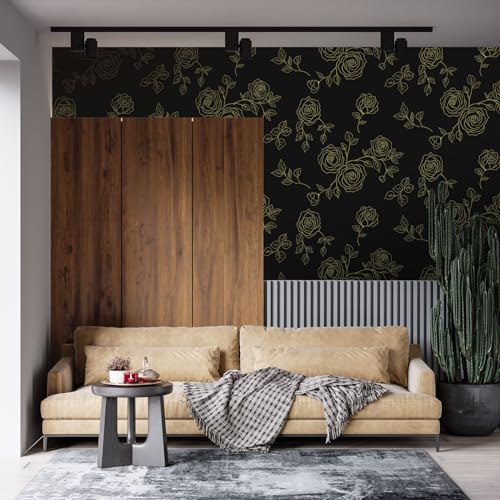 Amiya White and Black Peel and Stick Wallpaper Floral Removable Contact Paper Boho 17.3" X 120" Self Adhesive Vinyl Wall Paper for Cabinets Bedrooms Living Room