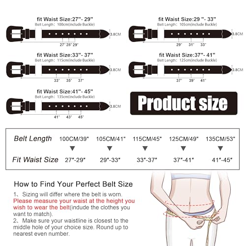 FIORETTO Men Women Rhinestone Belt Western Studded Leather Belt Bling Shining Diamond Cowgirl Cowboy Waist Belt for Jeans Pants Red