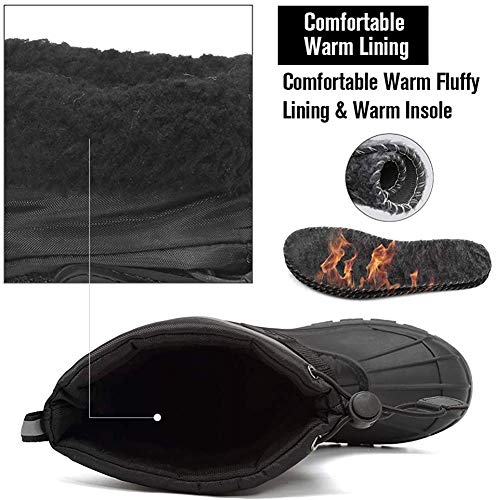 CIOR Kids Snow Boots for Boys Girls Toddler Winter Outdoor Boots Waterproof with Fur Lined(Toddler/Little Kids/Big Kid) TX1-Black-31