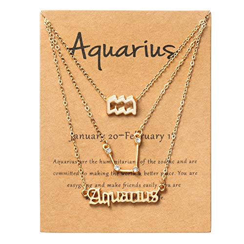 PANTIDE 3Pcs Scorpio Zodiac Layer Necklaces for Women Retro Silver Plated 12 Constellation Pendant Exquisite Letter Horoscope Old English Zodiac Sign Necklace for Birthday Gifts(Silver)