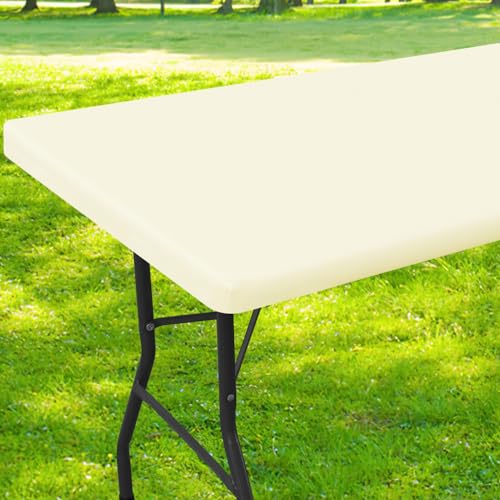 Smiry Rectangle Picnic Table Cloth, Waterproof Elastic Fitted Tablecloths for 4 Foot Tables, Washable Polyester Table Cover for Camping, Indoor and Outdoor (Wine Red, 30"x48")