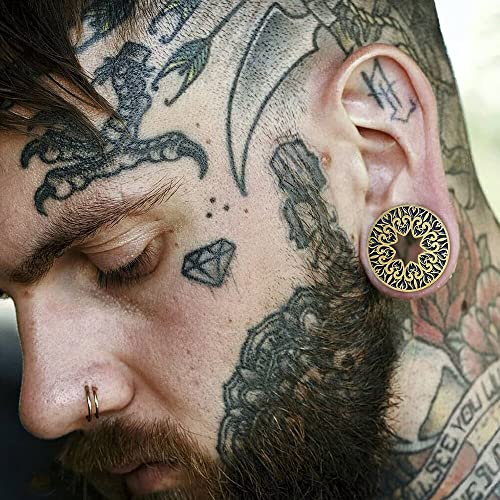 Earblity 2PCS 8mm/0g Gold Rustic Ear Gauges for Stretched Earlobes Basic Ear Plugs Tunnels Hypoallergenic 316 Stainless Steel Ear Body Piercing Jewelry for Women Men