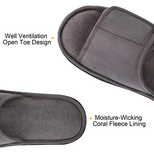 LongBay Men's Comfy Memory Foam Slide Slippers Breathable Micro Suede House Shoes (Small / 7-8 D(M) US, Gray)