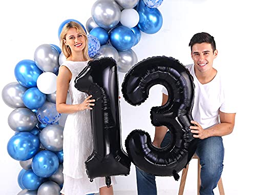 Black 30 Number Balloons Giant Jumbo Number 30 Foil Mylar Balloons for Women Men 30th Birthday Party Supplies 30 Anniversary Events Decorations