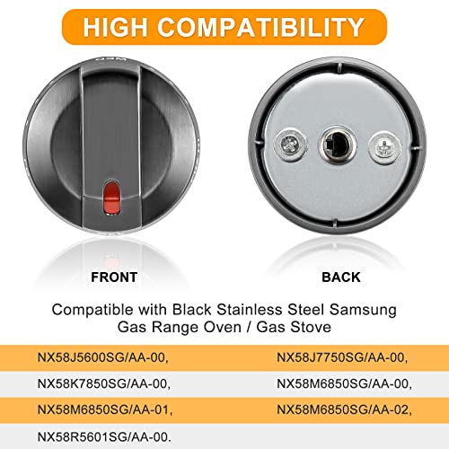 AMI PARTS DG64-00473B Stove knobs Replacement for Samsung knob, Compatible with Samsung Range Knob Only fit NX58M6850SG NX58H5600SS NX58H5650WS NX58J7750SS top knobs