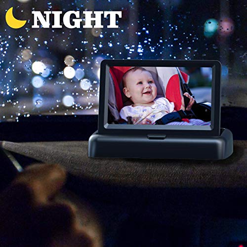 FEISIKE Baby Car Camera, 1080P Dual-Channel 5 inch Display Baby Car Mirror with 2 IR Night Vision Camera, Easily Install Car Camera for Baby with Crystal Clear Wide View for Rear Facing Seat