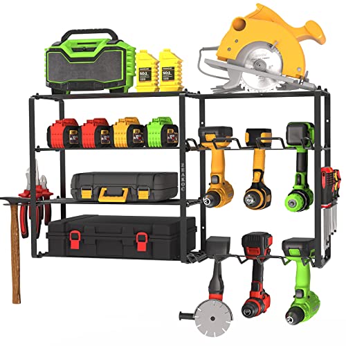 ZEAKOC 5-Layer Tool Shelf, 16.5"x7.8"x7.0" Carbon Steel, Easy to Install, Holds 80-260 lbs, 20 lbs Load Capacity per Shelf, 1.57" Spacing, 6 Drill Holder, 1PK