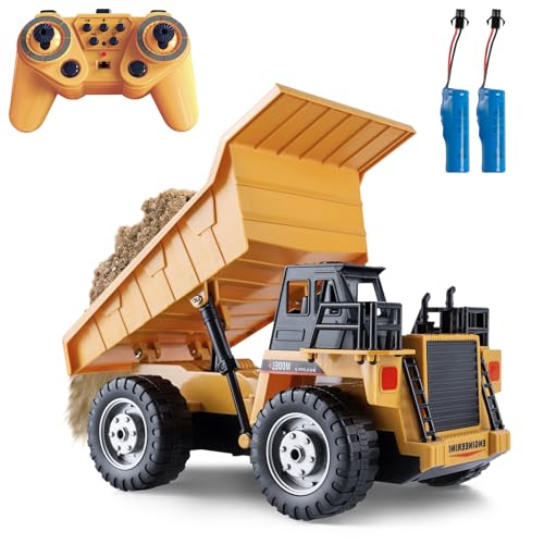 KASQERT RC Dump Truck Toys for Boys, 11 Channel Remote Control Dump Truck, RC Construction Vehicles with Sound and Light, Perfect Dump Truck Set Toy for Boys 6 7 8 9 10 11 12