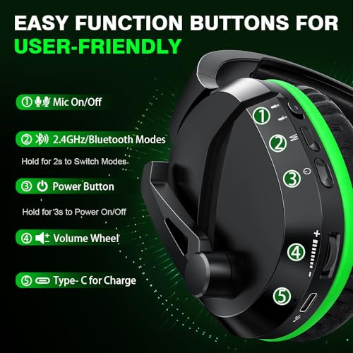 WolfLawS X3 Wireless Gaming Headset for Xbox Series X|S, Xbox One, PS5, PC, Mac, Nintendo Switch, Bluetooth Over Ear Gaming Headphones with Noise Canceling Microphone, 60H Battery, Low Latency