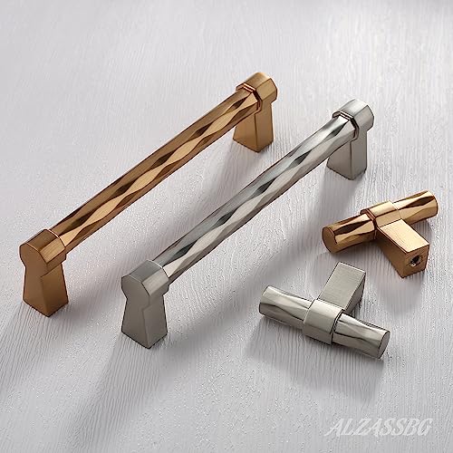 Alzassbg 10 Pack Brushed Satin Nickel Cabinet Pulls, 5 Inch(128mm) Hole Centers Cabinet Handles Kitchen Hardware for Cabinets and Drawer AL3201SN