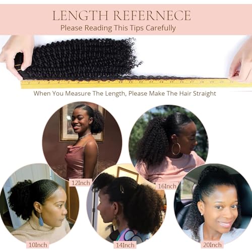 Loxxy Kinky Straight Ponytail Extensions Real Remy Human Hair For Black Women Natural Black Wrap Around Clip in Hairpieces Kinky Yaki Pony Tails Natural Black #1B 20Inch 100g