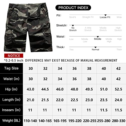 zeetoo Plaid Shorts for Men Casual Cotton Classic Relaxed Fit Cargo Short Multi-Pocket Outdoor Shorts