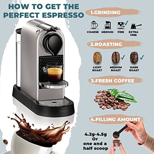 SEAL POD Refillable Coffee Capsules – Stainless Steel Refillable Pods Compatible with Nespresso Original Machines- Eco-Friendly Reuse Espresso filters – Pack of 1 Coffee Pod, 100 Lids