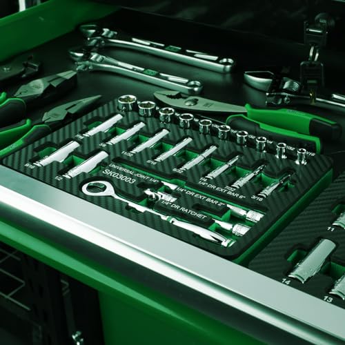 SK 1/4" Drive Socket Set with 160-P Ratchet, 24-Piece, SAE, SuperKrome Finish, Premium CR-V Construction, with EVA Foam Tool Organizer