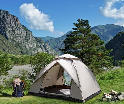 Happy Travel 1/2/3/4 Person Camping Tent, Instant Easy Pop Up Tents for Camping,Automatic Waterproof Family Camping Tent, Easy Set Up Tent,Portable Windproof Dome Tent for Camping Hiking & Traveling