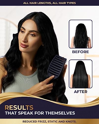 BEAUXSOI Vented Hair Brush Detangler | Hair Detangling Shower Brush | Curved Vent Brush for Blow Drying| Wide Frame Detangling Brush for Thick Coiley or Straight Hair (Empowered Purple)
