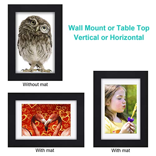 RR ROUND RICH DESIGN 11x14 inch Picture Frames Made of Solid Wood and HD Glass Display Photos 8x10 with Mat or 11x14 Without Mat 3PK Brown