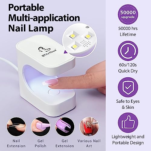 btartboxnails Nail Tips Builder Gel - Long Lasting 15ml Builder Gel with Portable Nail Lamp for French X-coat Tips, 30+Days Fench Protection Duo Nail Extension Tool for Nail Art